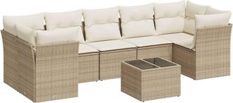 vidaXL Vidaxl - Juego De Sof&aacute;s De Jard&iacute;n Con Cojines Beige 8 Pzas Rat&aacute;n Pe