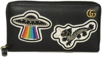 Gucci Pre-owned GG Marmont Courier Calfskin Long Wallet - Dames - Vintage Accessoires - Zwart - ONE Size - Leer - Vintage