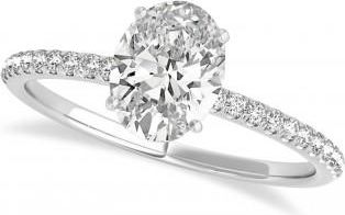 Allurez Lab Grown Diamond Accented Oval Shape Engagement Ring 18k White Gold (3.00ct)