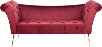 Beliani Chaise longue terciopelo rojo oscuro
