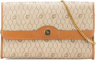 Dior Borsa a spalla in tela cerata con catena e motivo a nido dape XX secolo - Marrone