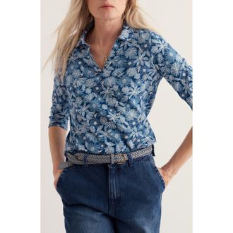 Seasalt Cornwall Wavecrest Organic Cotton Top in Sketchbook Blooms Marine at Nordstrom, Size 16