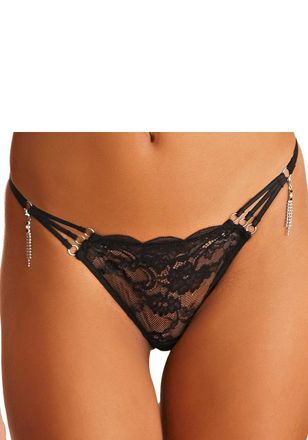 Lascana String LASCANA, Damen, Gr. 40/42, schwarz, Microtouch, Obermaterial: 88% Polyamid, 12% Elasthan, figurbetont, Unterhosen String, mit extravaganten Gli