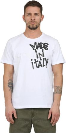 Dondup Jersey T-shirt met print - Heren - T-shirts - Wit - L - Tops