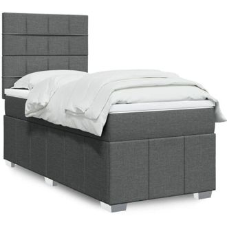 vidaXL Cama Box Spring Con Colch&oacute;n Tela Gris Oscuro 90x200 Cm Vidaxl
