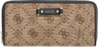 Guess Dorothy SLG Large Zip - Dames - Portefeuilles - Bruin - ONE Size - Polyester - Accessoires