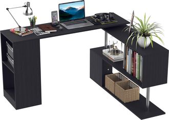 HOMCOM Homcom - Scrivania Per Computer Angolare E Salvaspazio Tavolo Da Pranzo In Legno