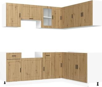 vidaXL Vidaxl - Mueble De Cocina Porto 11 Piezas Artesanal Roble