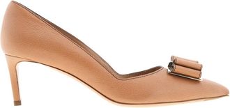 Ferragamo Zaia Bow Leather Pumps, Size 7 C