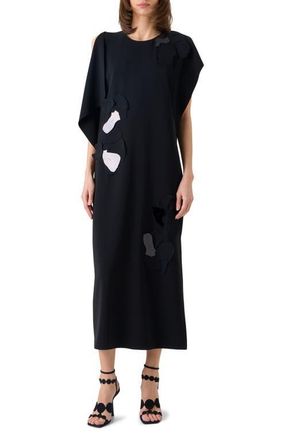 Akris Papercut Flower Laser Cut Crepe Dress in Black at Nordstrom, Size 10