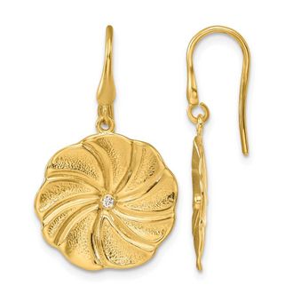 Diamond2Deal 14K Yellow Gold Diamond Swirl Circle Drop Dangle Earrings