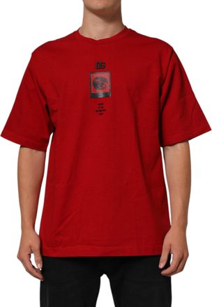 Dolce & Gabbana Red Logo Eye Print Cotton Short Sleeve Mens T-shirt