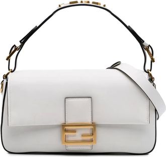 Fendi Borsa a tracolla Convertible Baguette in tela e pelle 2010-2025 - Bianco