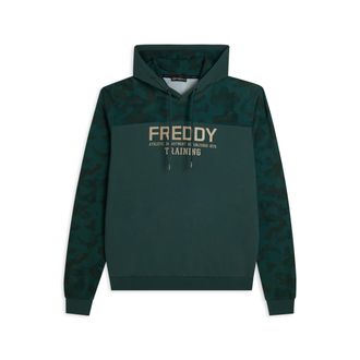 Freddy Felpa cappuccio con inserti camouflage e grafica centrale