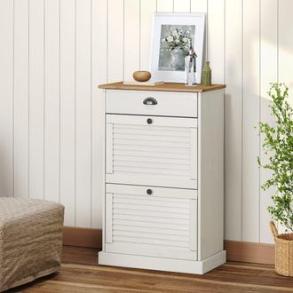 Berkfield Home Shoe Cabinet VIGO 60x35x96 cm White Solid Wood Pine | Size: 60 x 35 x 96 cm