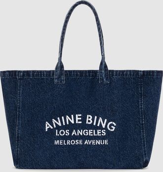 Anine Bing Tote Denim Leo Ink Blue