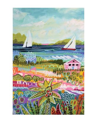 iCanvas Two Sailboats And Cottage I By Karen Fields Wall Art