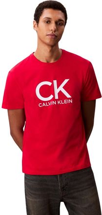 Calvin Klein Mens Short Sleeve Round Neck Graphic T-Shirt, Red (Berry Sangria), XXL