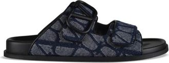 Valentino Garavani VLogo Toile Sandal - Heren - Sandalen - Blauw - 40 EU - Leer - Schoenen