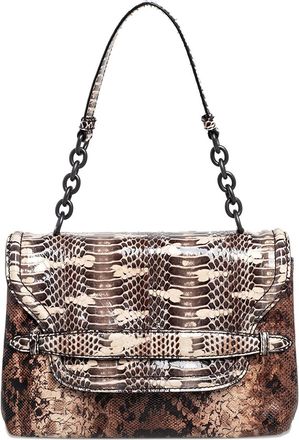 Bottega Veneta Schoudertas met slangenleer omslag - Bruin