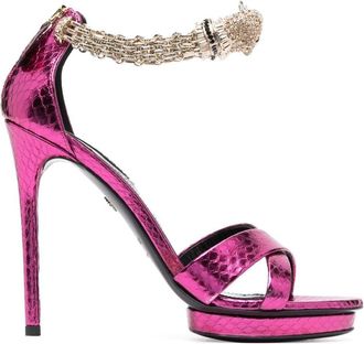 Roberto Cavalli Panther 125mm metallic sandals - women - Bos Taurus/Leather/Leather - 40 - Purple