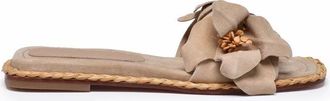Paloma Barcel&oacute; Suede Slide Sandals - Beige