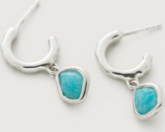 Monica Vinader Sterling Silver Siren Mini Nugget Huggie Earrings Amazonite