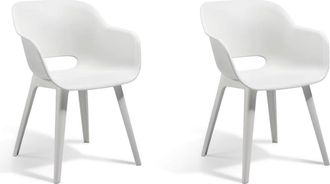 Keter Conjunto De Dos Sillas De Jard&iacute;n Exterior Terraza Akola Color Blanco, 56.7 X 55.8 X 80.1 Cm, Caja Con 2 Unidades