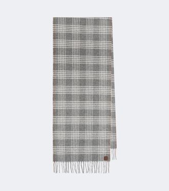 Eleventy Checked silk, wool, and cashmere scarf