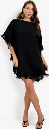 Trina Turk Mini Neena Fringe Dress in Black at Nordstrom, Size Xx-Large