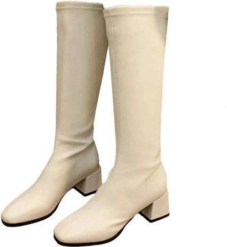 Generic Womens Over The Knee Boots Lace Up Thick Heel Side Zipper Long Booties