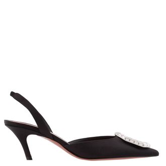 Amina Muaddi Camelia 60 Satin Slingback Pumps, Brand Size 35 ( US Size 5 )