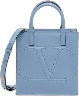 Valentino Tassen, Dames, Blauw, ONE Size, Leer, Gestructureerde Handtas