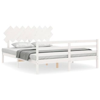 Berkfield Home Bed Frame with Headboard White 160x200 cm Solid Wood