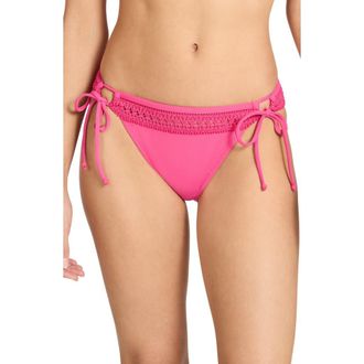 Robin Piccone Isabelle Side Tie Bikini Bottoms in Strawberry at Nordstrom, Size X-Small