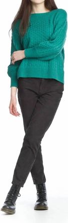 Papillon Cable Knit Sweater With Ribbed Trim Detail In Sage