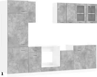 vidaXL Unidad De Cocina Lyon 8 Uds. Gris Hormig&oacute;n Madera De Ingenier&iacute;a Vidaxl