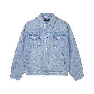 Purple Embellished Trucker Jacket - Heren - Jassen - Blauw - Maat: M Katoen