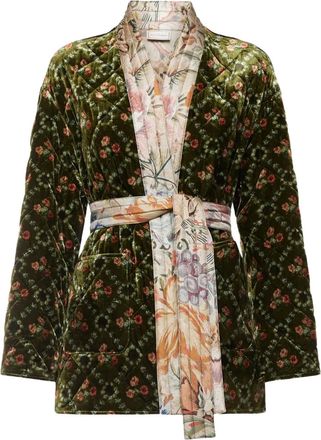 Pierre-Louis Mascia quilted floral velvet coat - Green