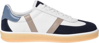 Baldinini Blauwe su&egrave;de en witte leren sneaker - Heren - Sneakers - Veelkleurig - 41 1/2 EU - Su&egrave;de - Schoenen