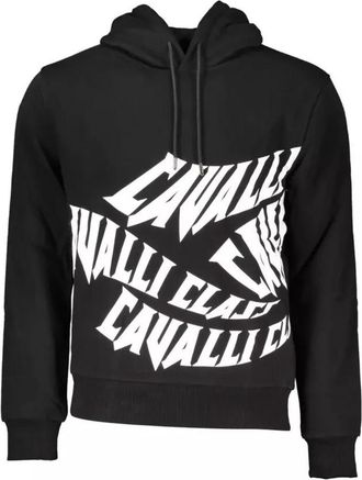Cavalli Zwarte Hoodie met Logoprint - Heren - Hoodies - Zwart - XL - Katoen - Hoodies & sweatvesten