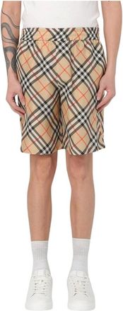 Burberry Korte Broeken, Heren, Beige, M, Zijden shorts voor mannen