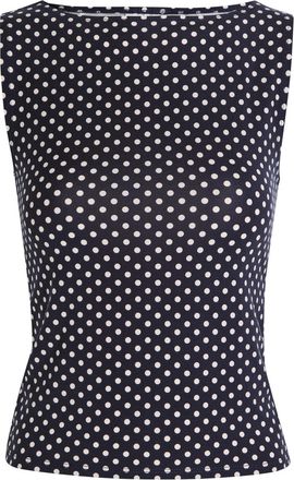 Reformation Dusk Polka dot Stretch-jersey top - Black And White - XL (UK16 / XL)