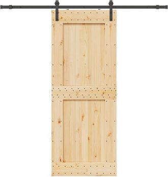 vidaXL Puerta Corredera Con Herrajes Madera Maciza De Pino 90x210 Cm Vidaxl