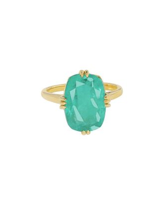 Tiramisu 14K Plated 5.24 Ct. Tw. Emerald Doublet Quartz Ring