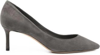 Jimmy Choo London Romy 60 Su&egrave;de Puntige Kittenhak Pumps - Dames - Pumps - Grijs - 37 1/2 EU - Su&egrave;de - Schoenen