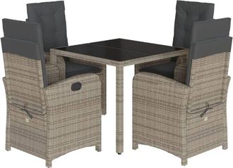 vidaXL Vidaxl - Set Comedor De Jard&iacute;n 5 Piezas Con Cojines Rat&aacute;n Sint&eacute;tico Gris