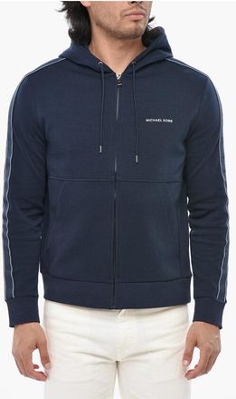 Michael Kors Solid Sweatshirt With Logo Band And Zip Closure size S