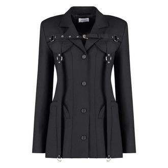 Off-white Blazers, female, Black, Size: XS Wool blend blazer