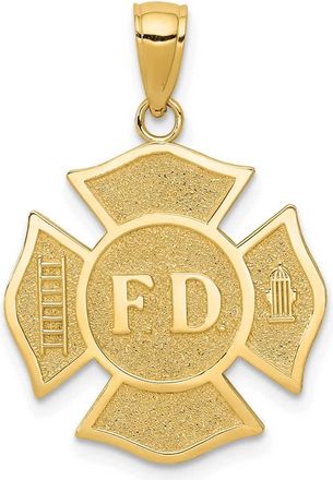 Diamond2Deal 10k Yellow Gold Fire Dept. Maltese Cross Pendant
